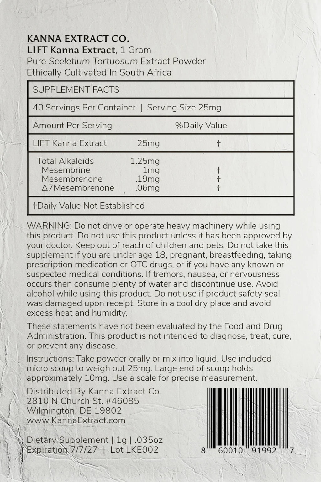 Lift Kanna Extract Powder